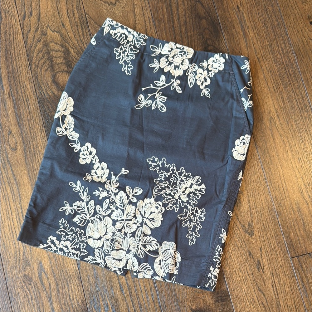 Floral Black and White Skirt